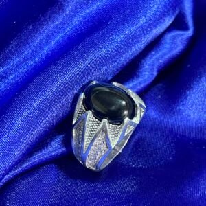 Crown Shield Black Stone Ring (Men)